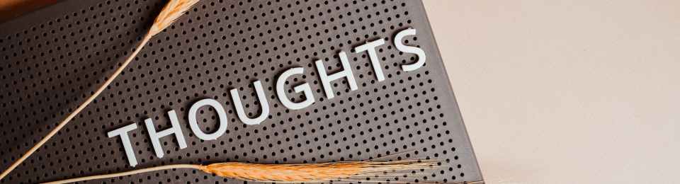 the word thoughts on a pin board